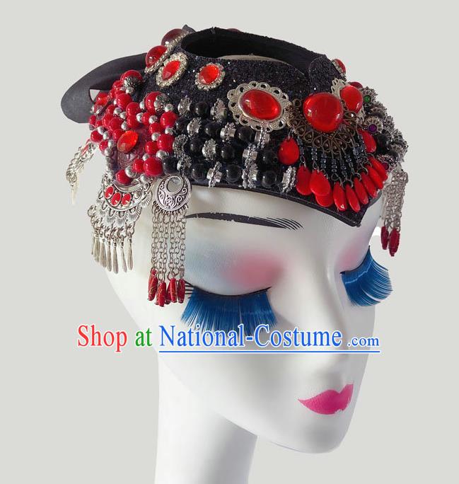 China Mongol Nationality Folk Dance Hair Accessories Minority Bowl Dance Headpiece Mongolian Ethnic Performance Headdress