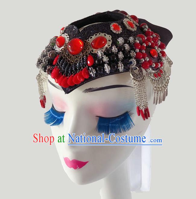 China Mongol Nationality Folk Dance Hair Accessories Minority Bowl Dance Headpiece Mongolian Ethnic Performance Headdress