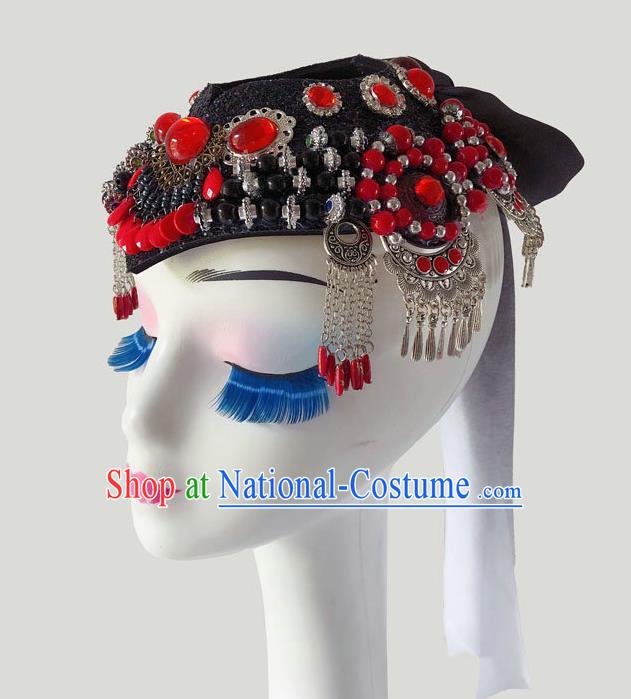 China Mongol Nationality Folk Dance Hair Accessories Minority Bowl Dance Headpiece Mongolian Ethnic Performance Headdress