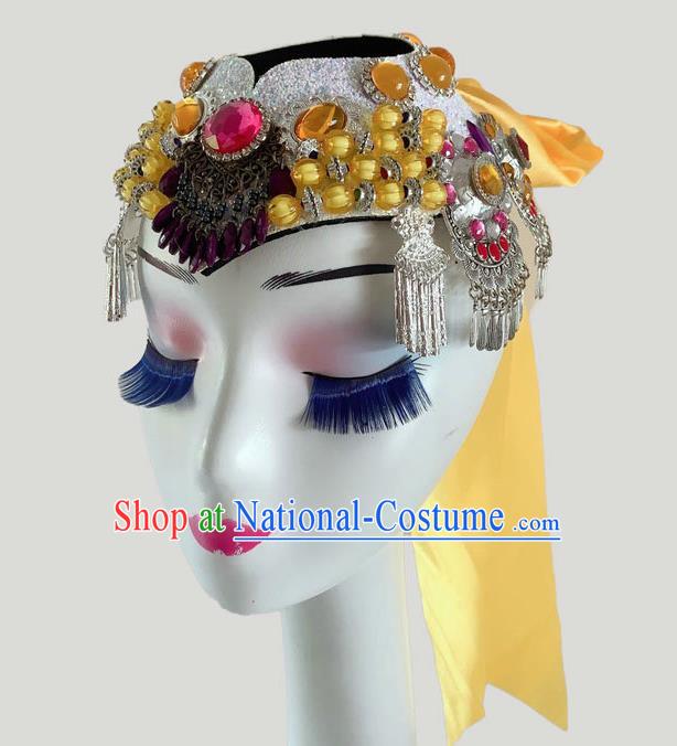 China Mongolian Ethnic Performance Headdress Mongol Nationality Folk Dance Hair Accessories Minority Bowl Dance Headpiece