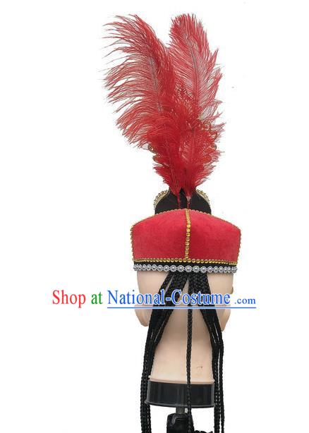 China Uyghur Nationality Folk Dance Headdress Xinjiang Minority Dance Headwear Uighur Ethnic Performance Red Hat