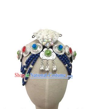 China Mongolian Ethnic Performance Headpiece Mongol Nationality Folk Dance Headdress Minority Dance Headwear