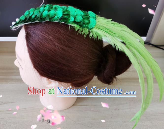 Professional Ballet Dance Headpiece Modern Dance Hair Accessories Peacock Dance Feather Hair Stick Crested Ibis Dance Headdress