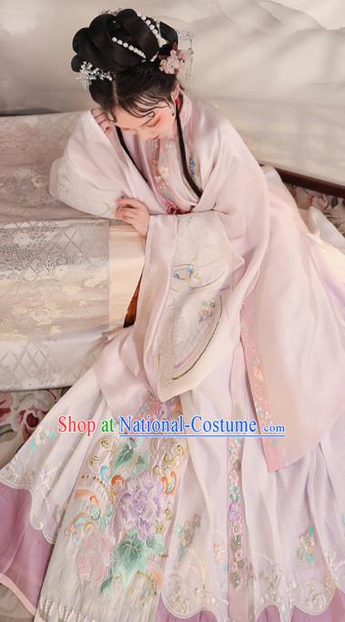 China Ming Dynasty Young Beauty Historical Clothing Ancient Aristocracy Lady Dress Traditional Hanfu Garments