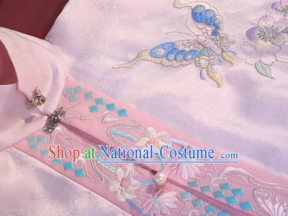 China Ming Dynasty Young Beauty Historical Clothing Ancient Aristocracy Lady Dress Traditional Hanfu Garments