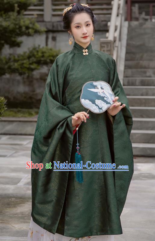 China Traditional Noble Woman Hanfu Garments Ming Dynasty Countess Historical Clothing Ancient Royal Princess Green Dresses