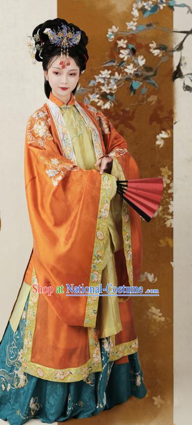 China Ancient Noble Mistress Hanfu Dress Apparels Ming Dynasty Aristocracy Female Historical Garment Costumes Complete Set