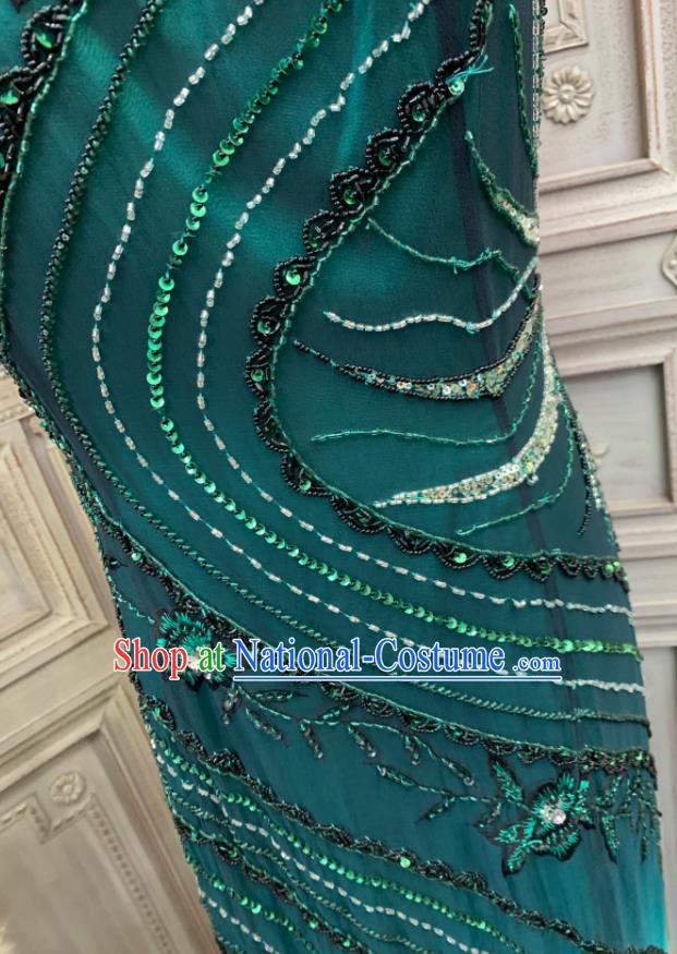 Vintage Green Full Dress Ballroom Dance Clothing European Party Garment Costume Annual Meeting Formal Attire