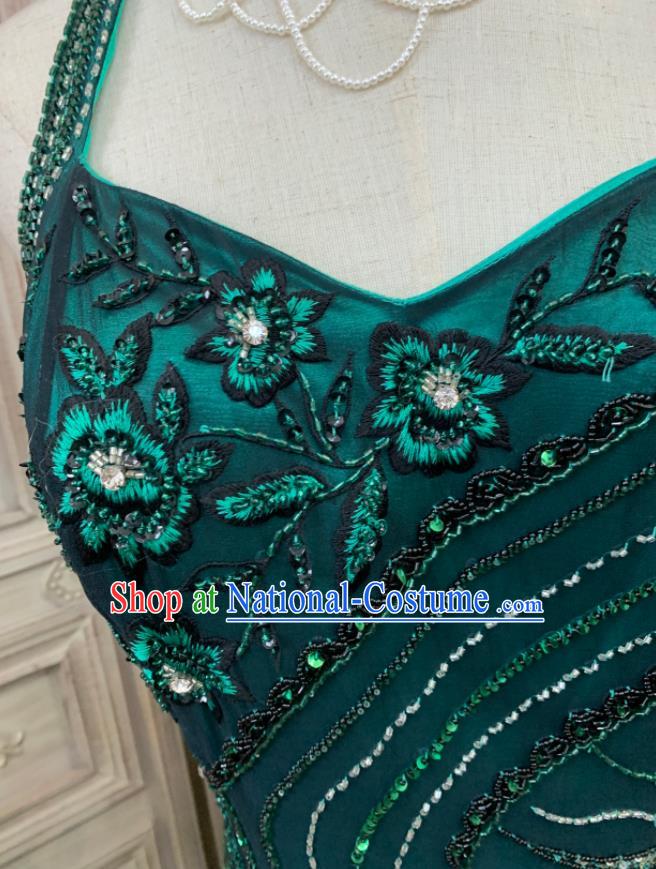 Vintage Green Full Dress Ballroom Dance Clothing European Party Garment Costume Annual Meeting Formal Attire