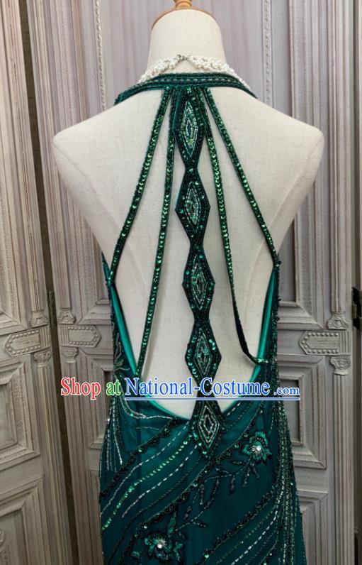 Vintage Green Full Dress Ballroom Dance Clothing European Party Garment Costume Annual Meeting Formal Attire