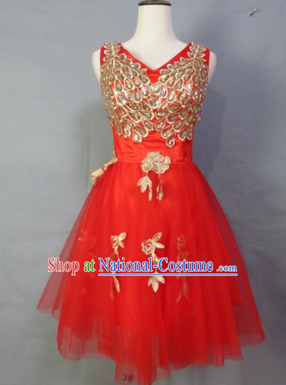 Custom Bride Full Dress Red Veil Wedding Dress Photography Clothing Modern Dance Fashion Costume