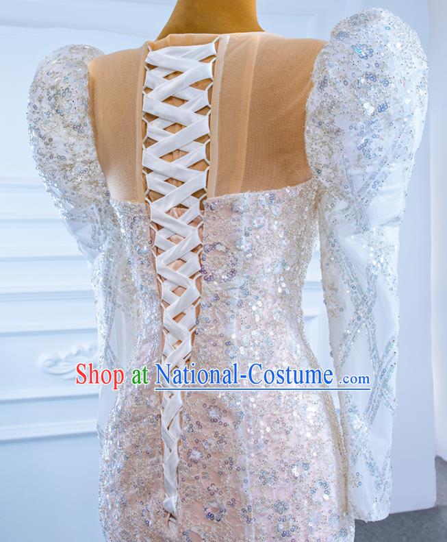 Custom Marriage Bride Trailing Full Dress Catwalks Princess Costume Ceremony Vintage Clothing Luxury Wedding Dress Compere Formal Garment