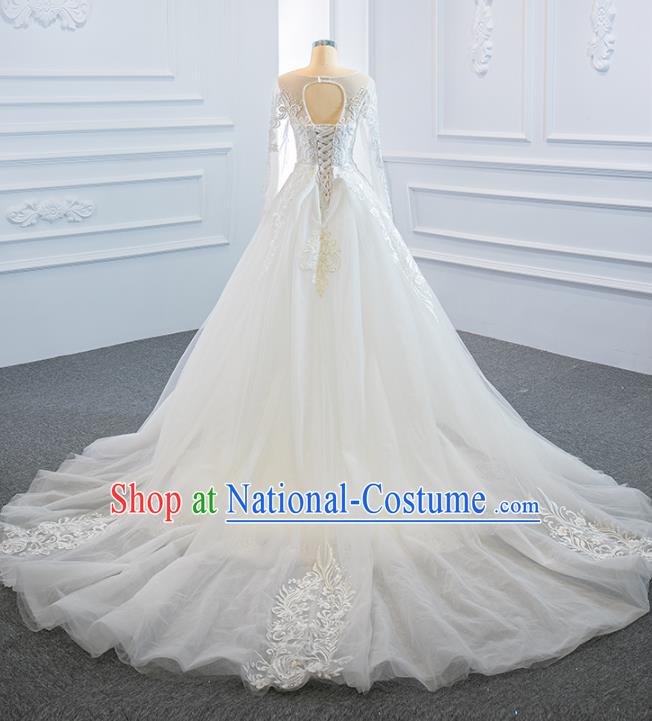 Custom Vintage Wedding Dress Luxury Embroidery Formal Garment Compere Trailing Full Dress Catwalks Princess Costume Marriage Bride Clothing