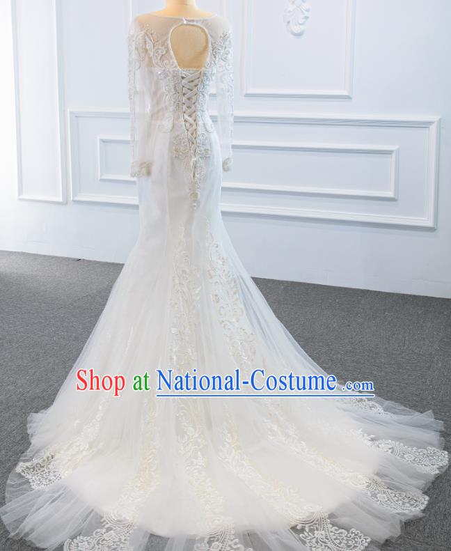 Custom Vintage Wedding Dress Luxury Embroidery Formal Garment Compere Trailing Full Dress Catwalks Princess Costume Marriage Bride Clothing