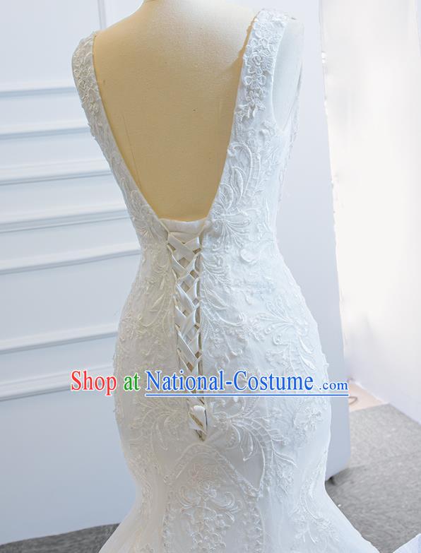 Custom Marriage Formal Garment Compere Luxury Long Trailing Full Dress Catwalks Princess Costume Bride Clothing Vintage Wedding Dress