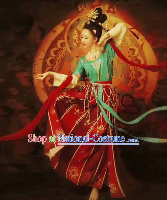 China Traditional Court Dance Historical Costumes Ancient Fairy Hanfu Dress Garments Tang Dynasty Palace Princess Clothing