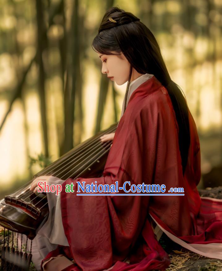 China Ancient Swordswoman Red Hanfu Dress Garments Jin Dynasty Clothing Traditional Chivalrous Knight Historical Costumes