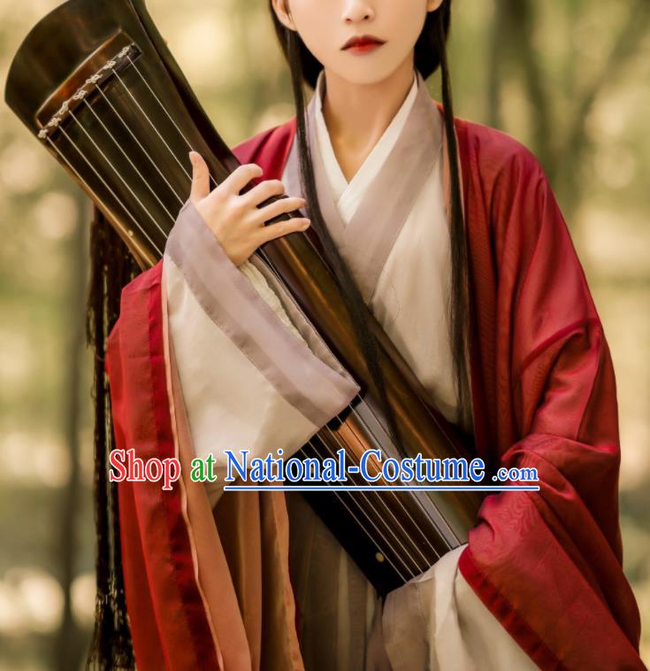 China Ancient Swordswoman Red Hanfu Dress Garments Jin Dynasty Clothing Traditional Chivalrous Knight Historical Costumes