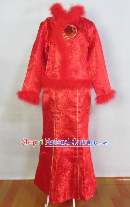 China Traditional Wedding Garments Tang Suit Cheongsam Classical Xiuhe Suits Ancient Bride Toasting Red Dress Clothing