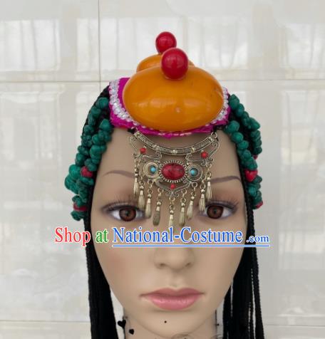 China Tibetan Minority Festival Performance Headpieces Xizang Ethnic Wedding Headdress Zang Nationality Folk Dance Hair Accessories