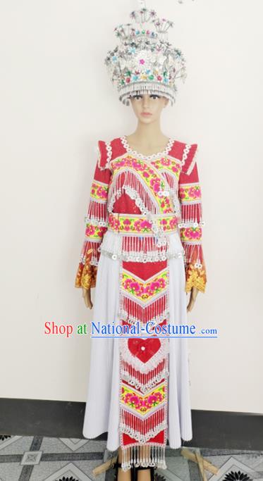 China Miao Nationality Festival Costumes Ethnic Photography Clothing Traditional Hmong Folk Dance Dress Outfits Yunnan Minority Woman Garments