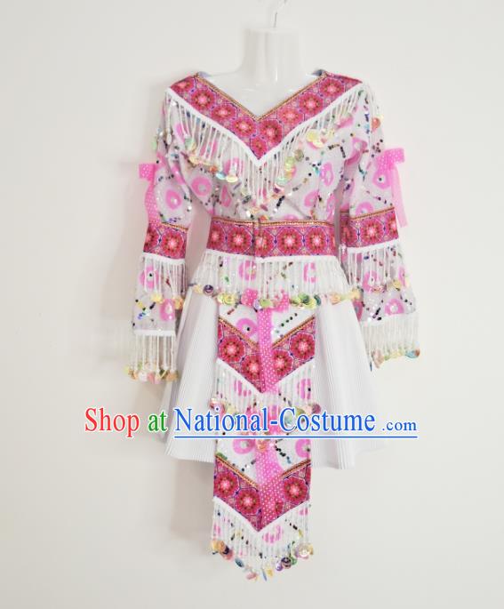 China Ethnic Performance Clothing Traditional Hmong Festival Dress Outfits Yunnan Minority Woman Garments Miao Nationality Folk Dance Costumes