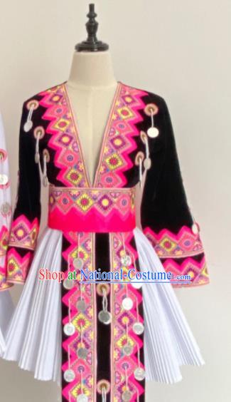 China Miao Nationality Wedding Costumes Ethnic Performance Clothing Traditional Hmong Skirt Outfits Yunnan Minority Folk Dance Garments