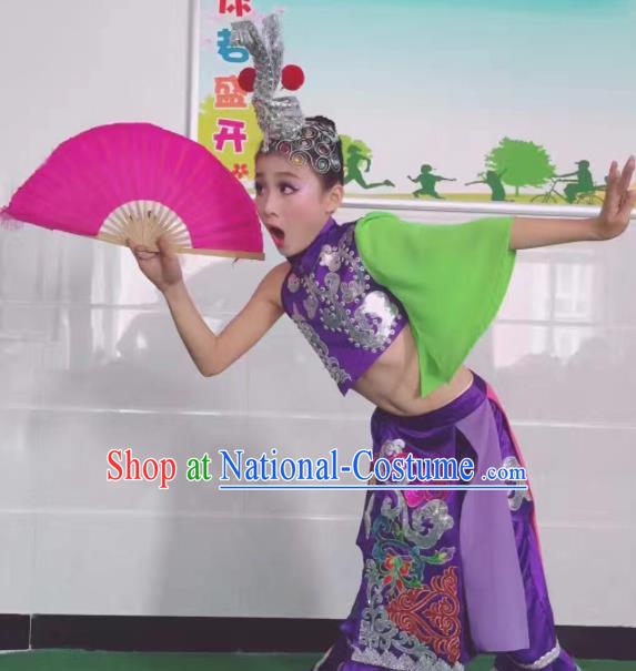 Chinese Fan Dance Hairdo Crown Woman Group Dance Hair Accessories Stage Performance Headpiece Classical Dance Headdress