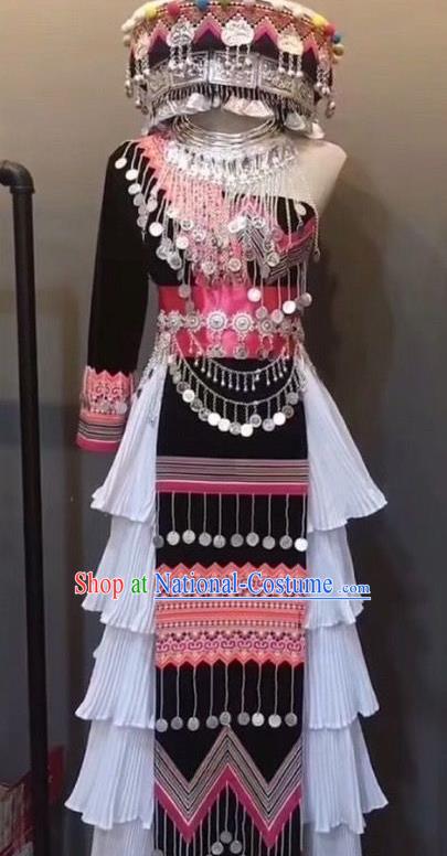 China Traditional Hmong Wedding Dress Outfits Yunnan Minority Folk Dance Garments Miao Nationality Bride Costumes Ethnic Clothing