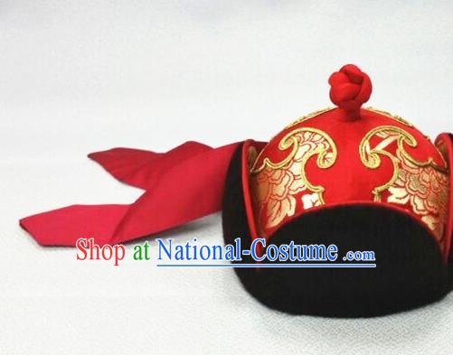 China Mongolian Nationality Wedding Headdress Mongol Nationality Royal Highness Headwear Handmade Folk Dance Red Hat