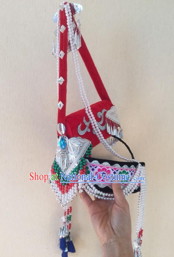 China Ethnic Performance Headdress She Nationality Folk Dance Tassel Hat Guangdong Minority Bride Headwear