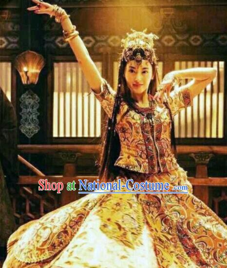 Chinese Traditional Xinjiang Ethnic Stage Performance Dress Outfits Uighur Minority Dance Apparels Uyghur Nationality Woman Dance Clothing