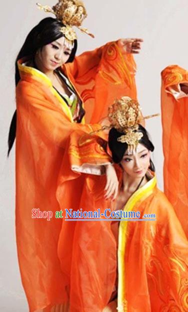 China Stage Performance Yellow Dress Classical Dance Clothing Woman Dance Garment Costume Court Beauty Dance Uniforms