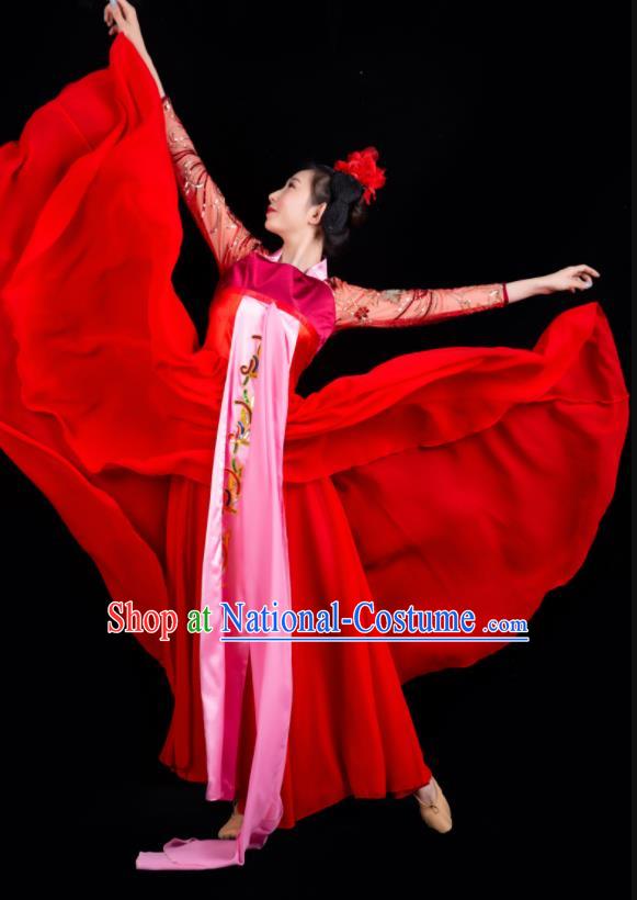 China Woman Performance Clothing Classical Dance Garment Costumes Court Dance Red Dress Hanfu Dance Outfits