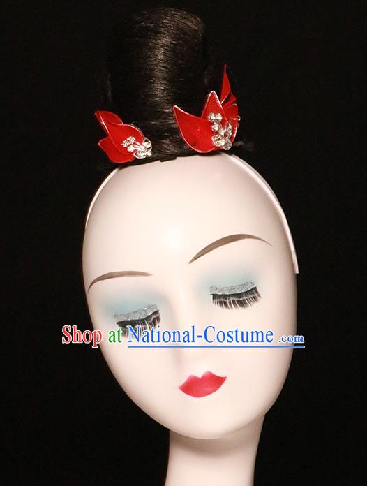 China Classical Dance Hair Accessories Fairy Dance Hair Clasp Stage Performance Wigs Chignon Umbrella Dance Hairpieces