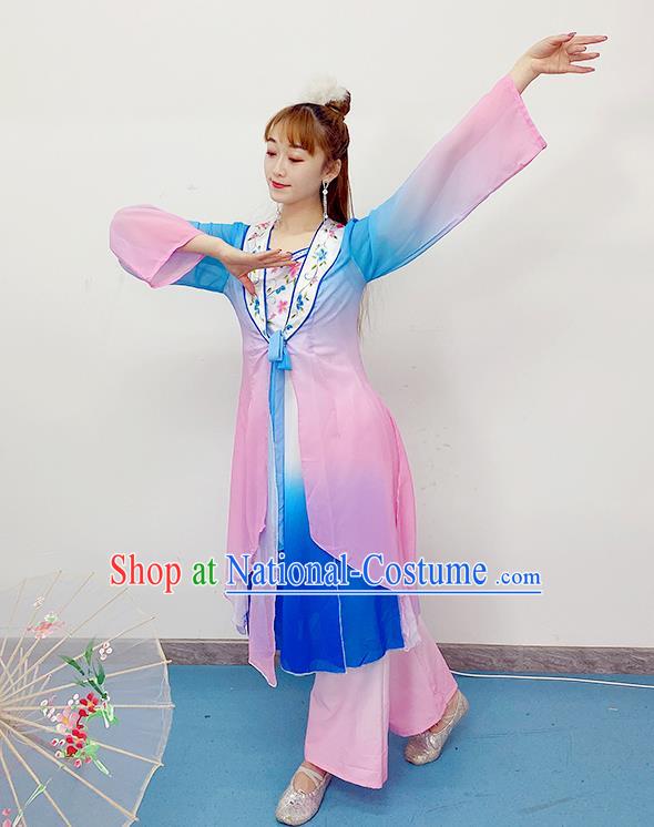 Chinese Female Stage Performance Garment Costumes Umbrella Dance Pink Dress Classical Dance Clothing Fairy Dance Outfits