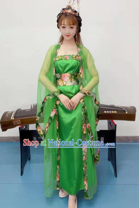 Chinese Classical Dance Clothing Ancient Fairy Dance Green Outfits Stage Performance Garment Costumes Tang Dynasty Imperial Consort Hanfu Dress