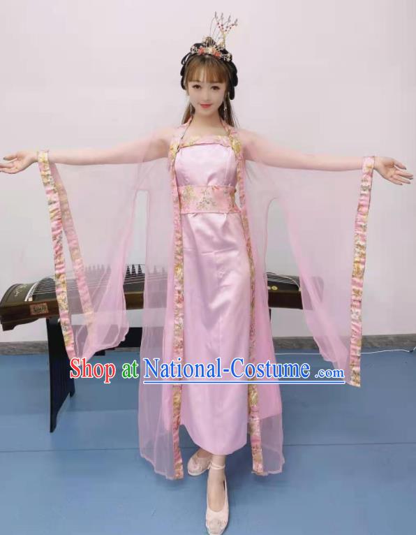 Chinese Ancient Fairy Pink Hanfu Dress Stage Performance Garments Tang Dynasty Court Costume Classical Dance Clothing