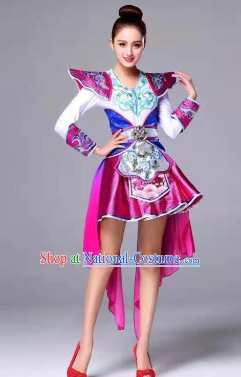 Chinese Drum Dance Clothing Dragon Opening Dance Rosy Dress Outfits Woman Stage Performance Garments New Year Yangko Dance Costume