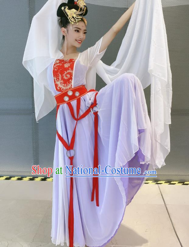 China Moon Fairy Dance Costumes Women Group Dance Clothing Classical Dance Lilac Dress Stage Performance Outfits