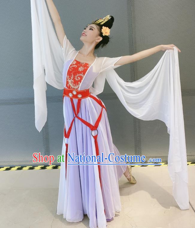 China Moon Fairy Dance Costumes Women Group Dance Clothing Classical Dance Lilac Dress Stage Performance Outfits