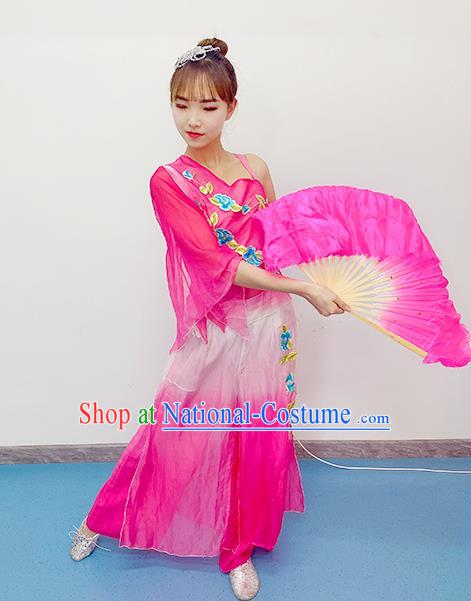 Chinese New Year Yangko Dance Costume Fan Dance Clothing Folk Dance Rosy Outfits Woman Stage Performance Garments