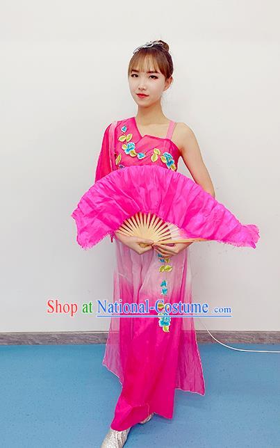 Chinese New Year Yangko Dance Costume Fan Dance Clothing Folk Dance Rosy Outfits Woman Stage Performance Garments