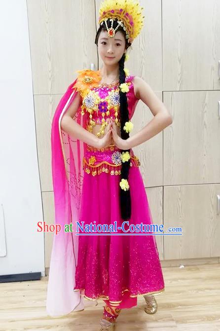 Professional Indian Dance Rosy Outfits Belly Dance Costume Raks Sharki Dress Oriental Dance Clothing