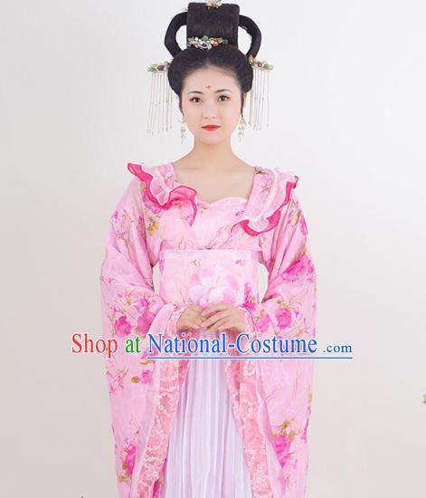 China Traditional Palace Lady Garment Costumes Ancient Princess Pink Hanfu Dress Tang Dynasty Court Beauty Historical Clothing