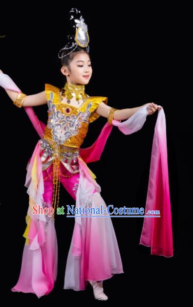 China Classical Dance Garment Costumes Fairy Dance Dress Children Flying Apsaras Pink Outfits Girl Performance Clothing