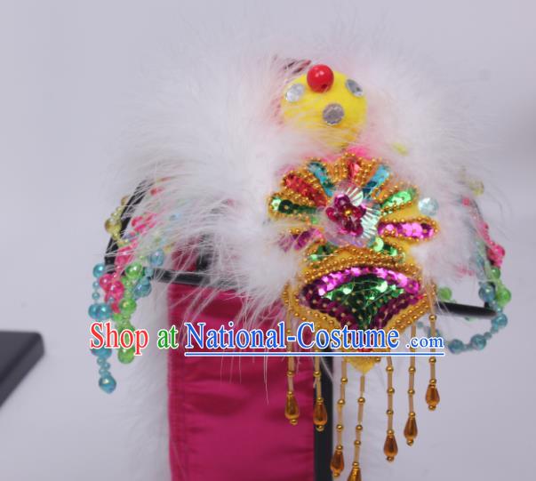 Chinese Folk Dance Feather Hat Traditional Children Performance Hair Accessories Zang Ethnic Girl Hair Crown