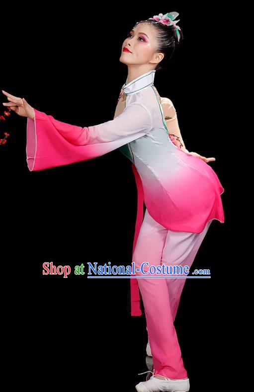 Professional China Folk Dance Pink Outfits Women Group Dance Costumes Yangko Dance Garments Fan Dance Clothing