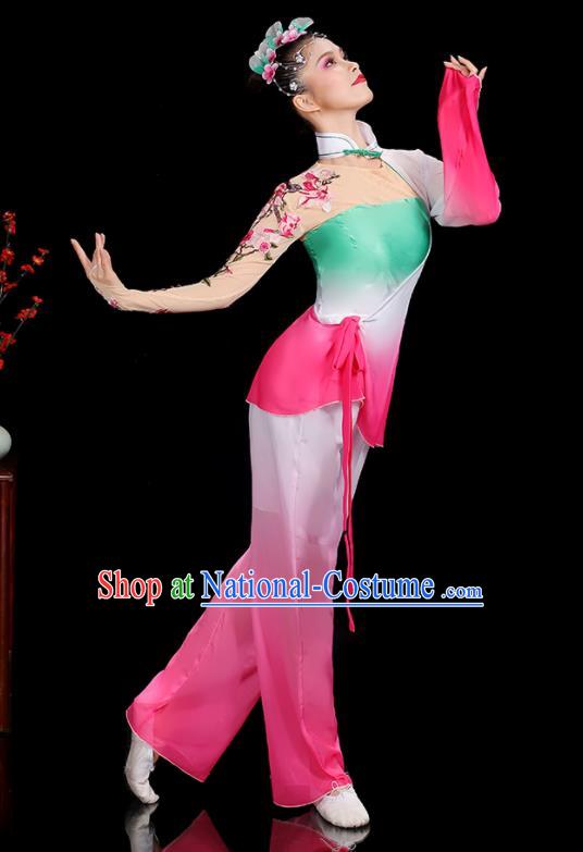 Professional China Folk Dance Pink Outfits Women Group Dance Costumes Yangko Dance Garments Fan Dance Clothing