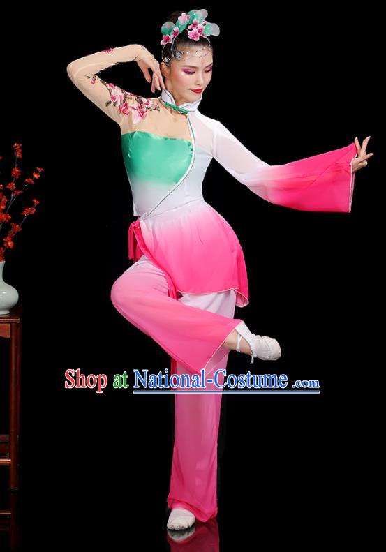 Professional China Folk Dance Pink Outfits Women Group Dance Costumes Yangko Dance Garments Fan Dance Clothing